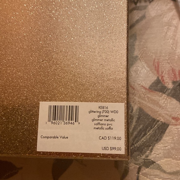 KATE SPADE GOLD METALLIC CARD HOLDER NIB GLITTERING ROSE GREAT GIFT - Picture 5 of 6